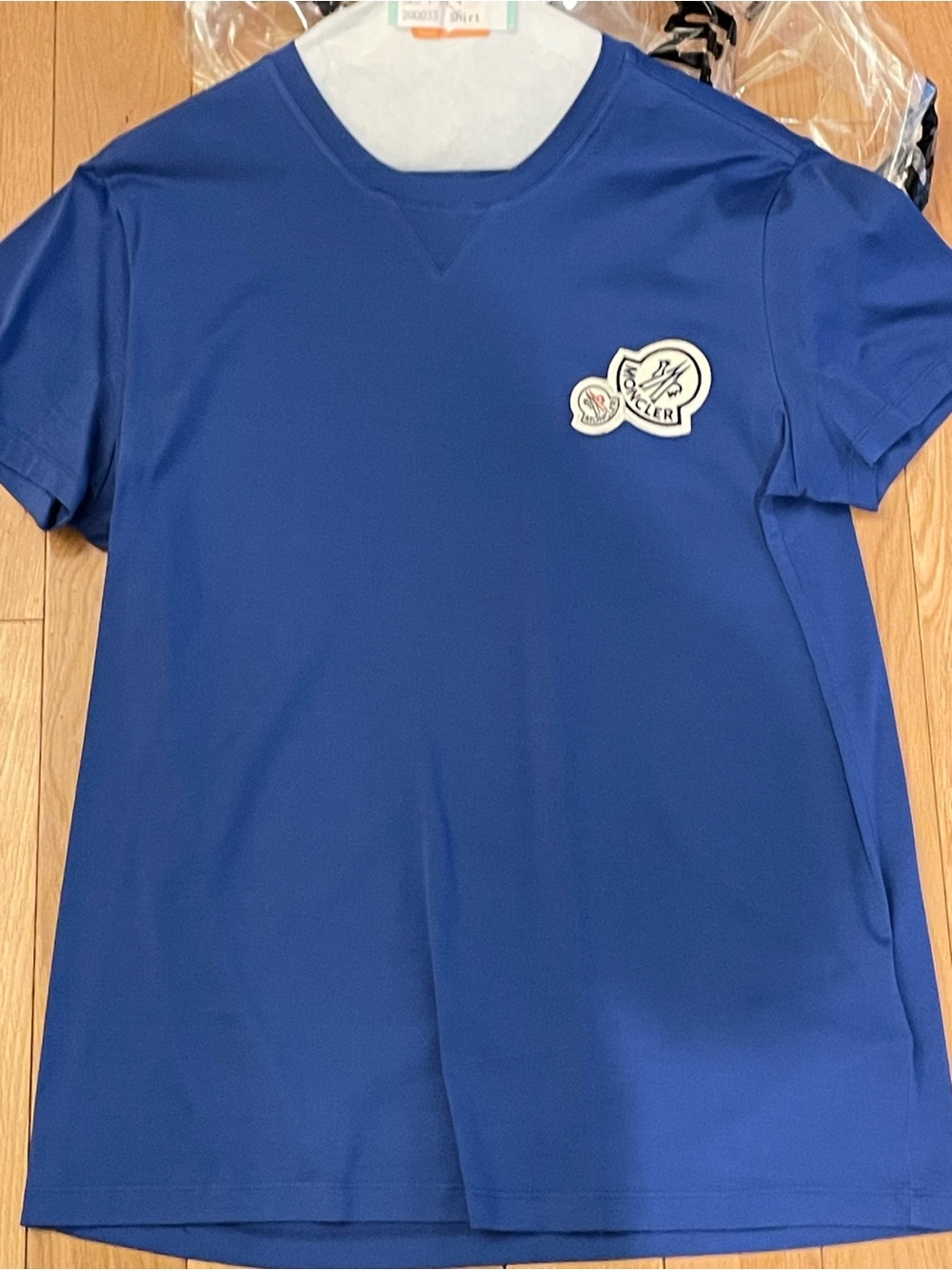 Moncler Royal Blue Short Sleeve Logo Patch Tee
